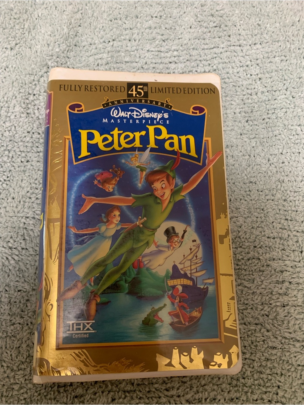 Disney Peter Pan Gold and Blue VHS Cover